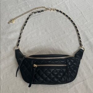 Express Black quilted faux leather Fanny pack with gold chain Chanel Fanny inspo